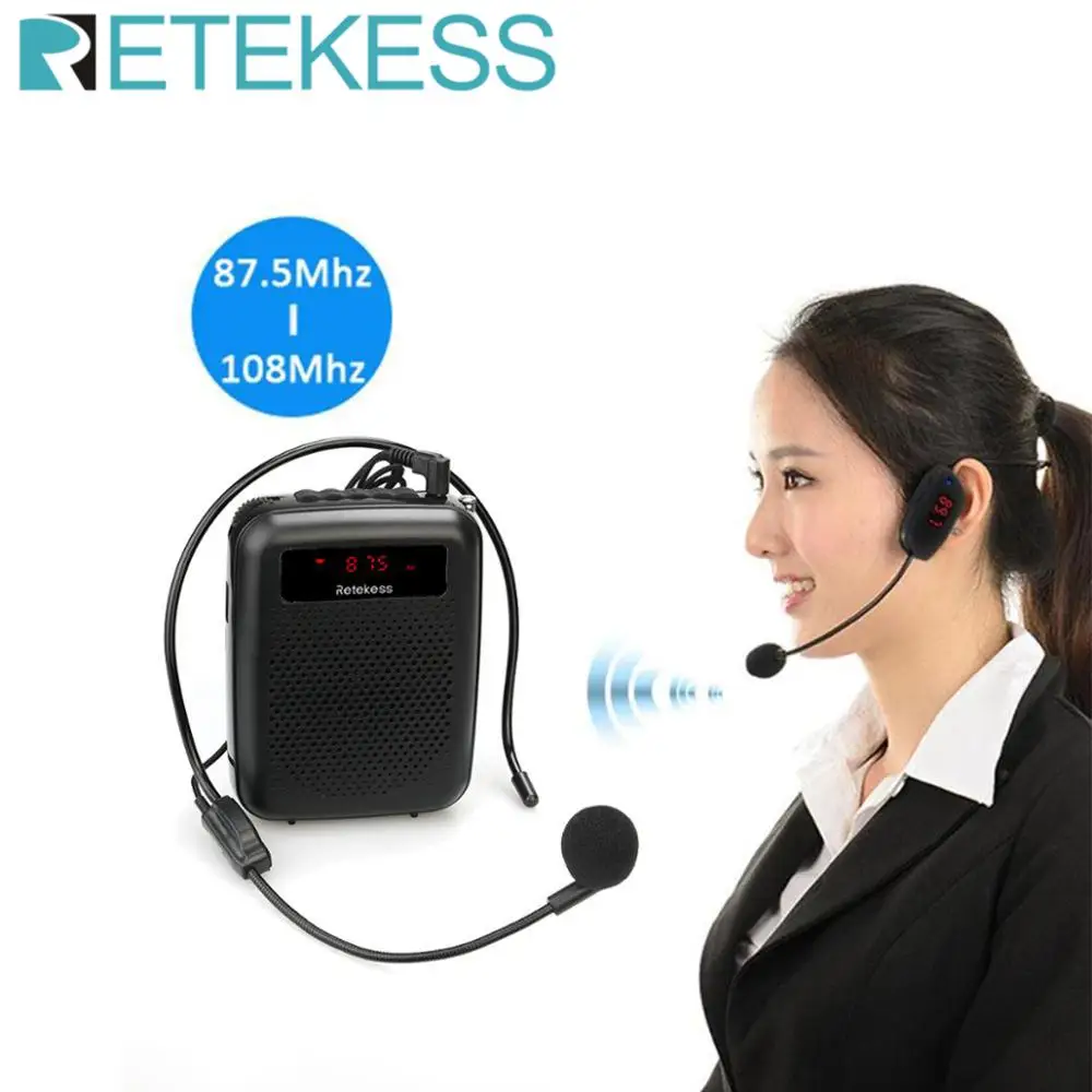 Amplificador de Voz Alto-falante com Mp3 Retekess Megaphone Portátil w fm Gravação Professor Microfone Player Gravador Rádio Pr16r 12