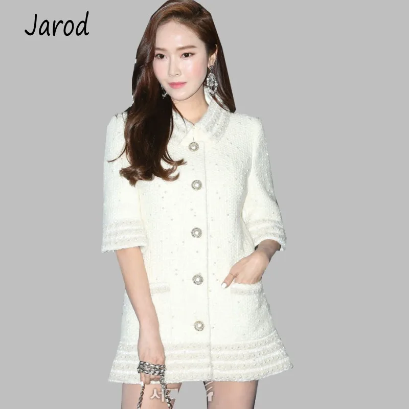 

High Quality 2019 Autumn Winter Small Fragrance Style Jacket Coat Women Tweed Runway Single Breasted Half Sleeve Casual coat