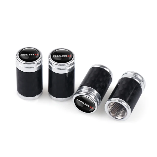 4PCS/SET Car Tire Valve Stem Caps Carbon Fiber Tyre Air Valve Cover for Nissan Nismo Teana Qashqai Skyline Juke X-trail Almera For Nismo