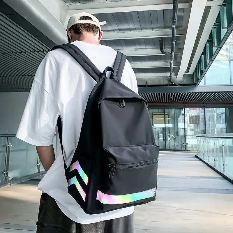Reflective stripes Backpack New 2020 Fashion Black Unisex Waterproof OXford Large Capacity School Bags for Boy | Багаж и сумки