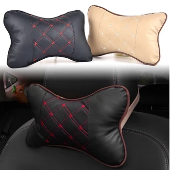 

Auto Car Neck Pillow Safety Car Seat Head Neck Auto Headrest Support Rest Cushion Car PU Leather Breathe Neck Pillows