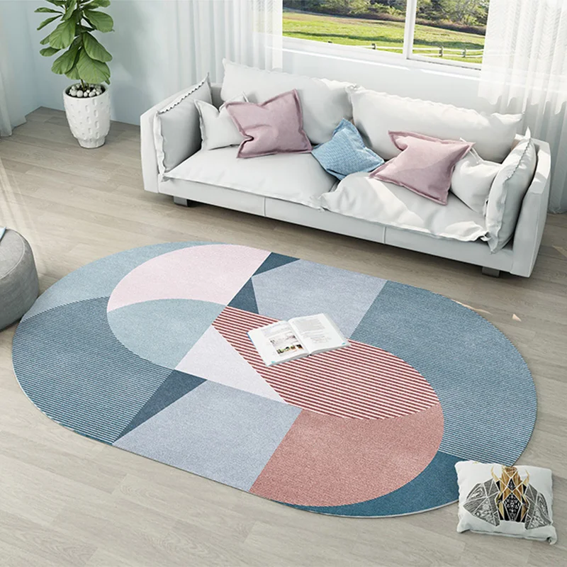 

Nordic Geometric Oval Carpet Living Room Bedroom Bedside Carpets Study Room Rugs Coffee Table Floor Mat Large Home Carpet And Rugs
