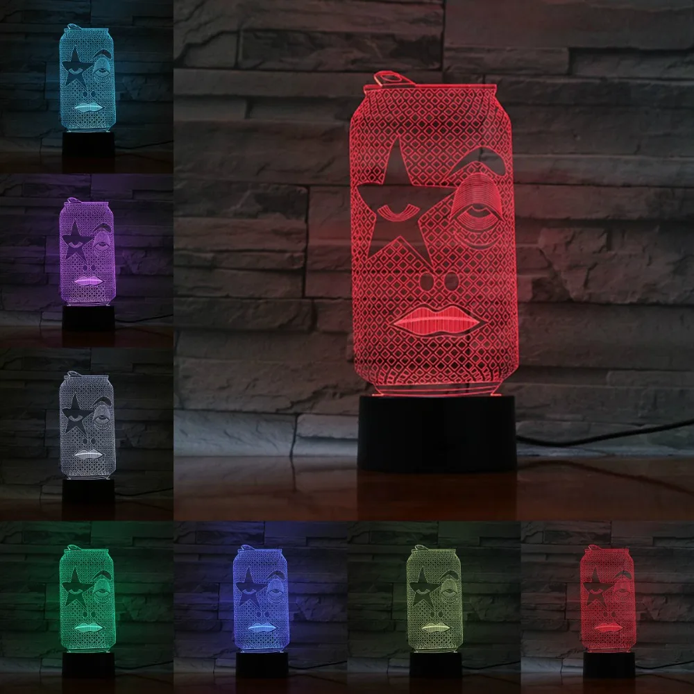 3D бутылка лампа Акриловая тарелка сенсорный беспроводной USB пивная ваза Can Bar Luminaria вечерние магазин украшение стола мальчики подарок на день рождения праздник