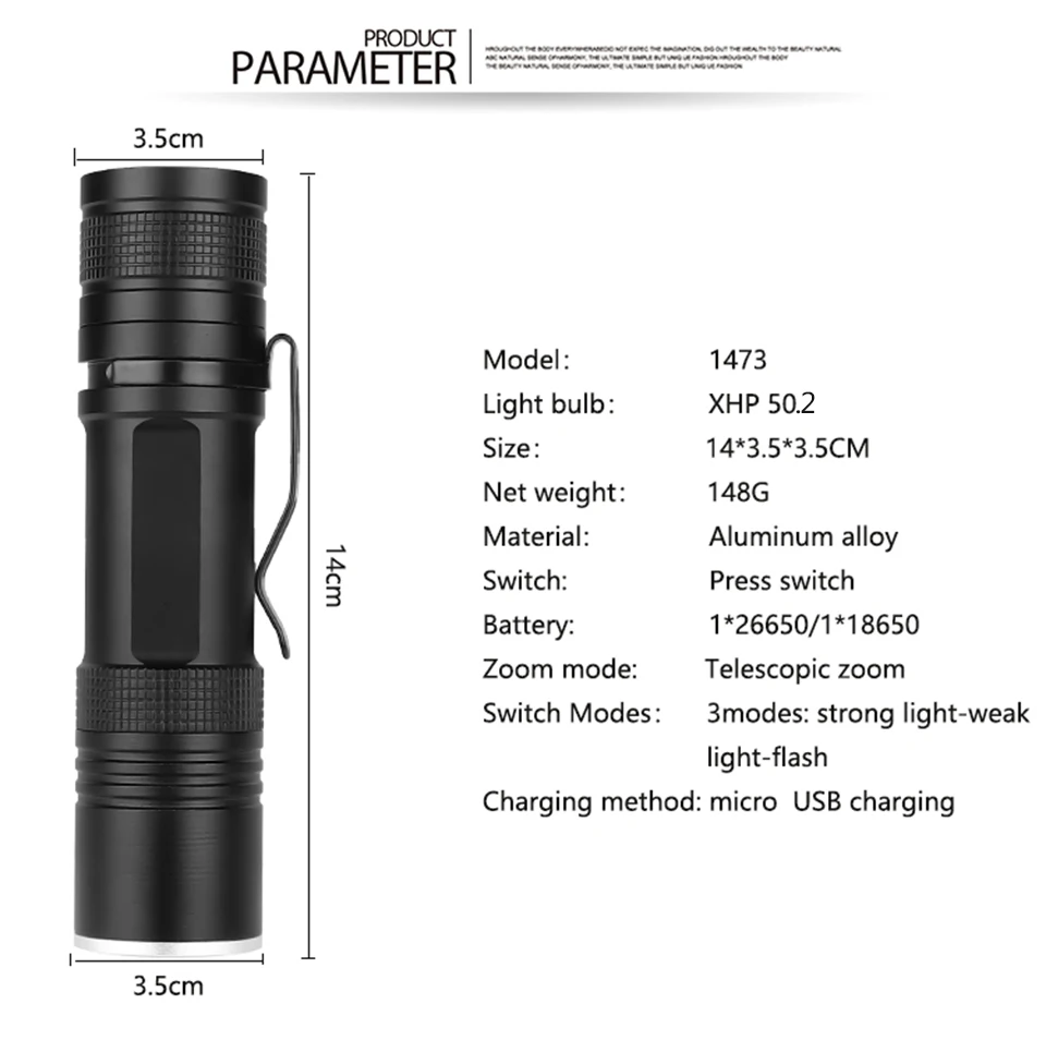 Litwod Z30 5200LM USB Перезаряжаемый Фонарик XML-T6 светодиодный фонарик масштабируемый 3 режима фонарь для 18650 и 26650 с usb-кабелем для кемпинга