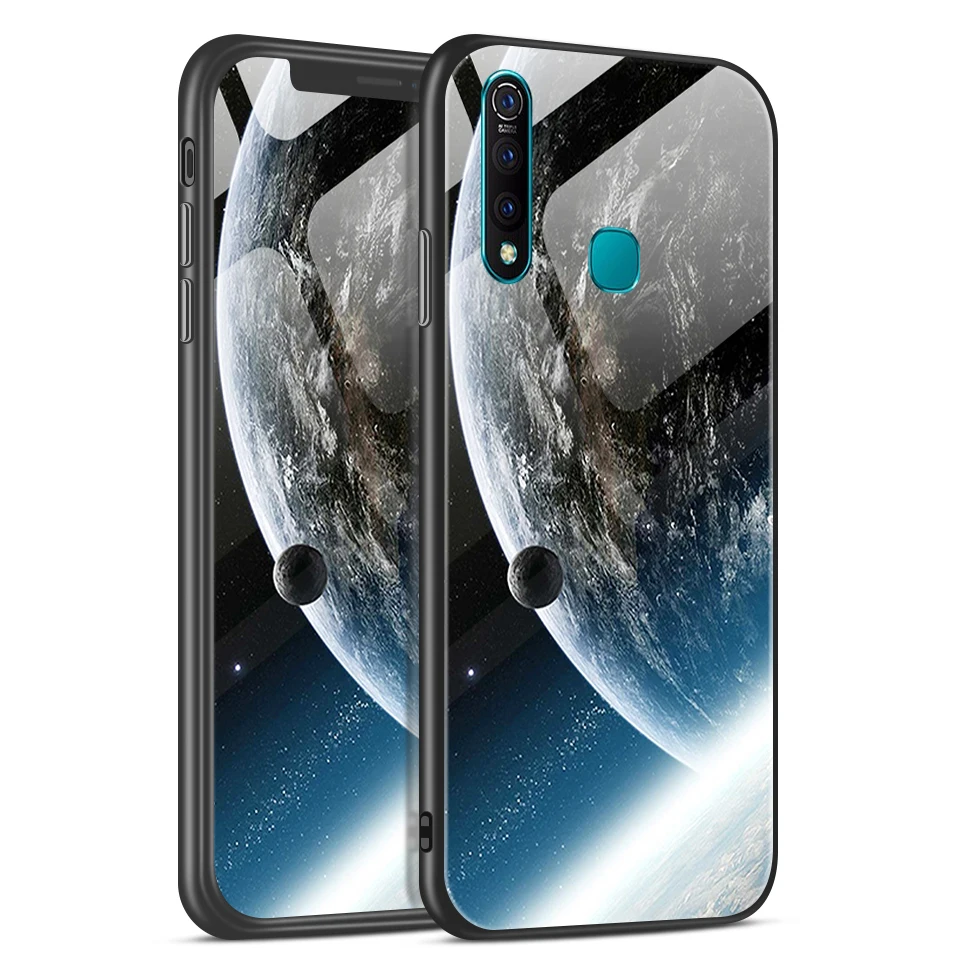 Закаленное стекло крышка для vivo Z5X/V1911A полная Защита задняя крышка для vivo S1/S1 Pro V1831A C1832A окрашенный Звездный бампер Capas - Цвет: W196
