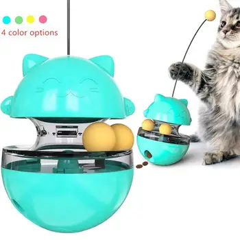 

Interactive Cat Toy Cat Food Tumbler Ball Toy for Kitten Pet Funny Shaking Leakage Food Container Kitten Slow Food Bowl Feeder