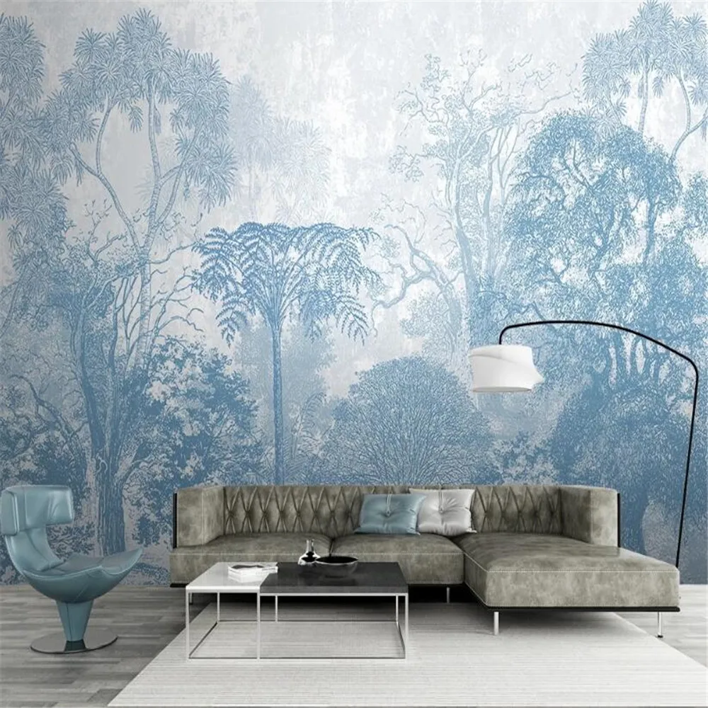 milofi custom 3D Nordic hand-painted forest woods modern minimalist fresh background wall mural | Обустройство дома