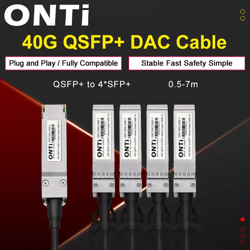 ONTi-Hybrid Passive Direct Attach Copper Twinax Cable QSFP+ to 4xSFP+ DAC 0.5m 1m 2m 3M 5m 7M