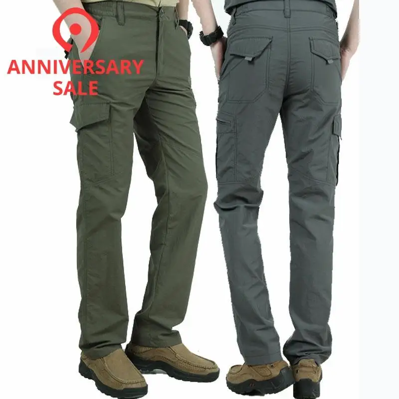 Online Neue Sommer Quick Dry Cargo Hosen Mens Armee Militärischen Stil Hosen für Männer Atmungs leichte Wasserdichte Männliche Hosen PN11
