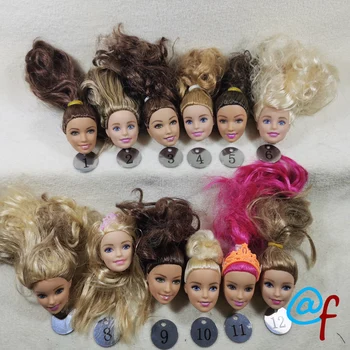 

B20-25 Original Foreign Trade European Beauty1/6 OOAK NUDE Doll Head Mussed Long Hair for DIY Soft PVC Head 90%NEW