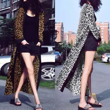 

ZANZEA 2020 Fashion Leopard Print Beach Coversup Women Long Tunic Blouse Cardigan Lady Long Sleeve Shirts Tops Blusas Femininas
