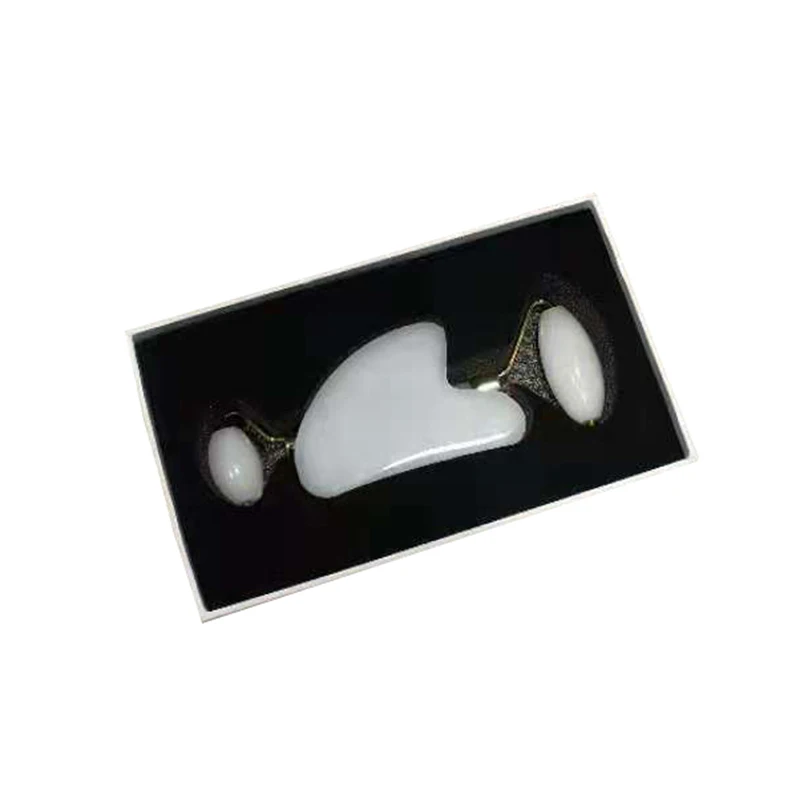 Skup Zestaw rolek kwarcowych anti aging obsydian masażer twarzy naturalna zieleń Jade twarzy podnoszenia rolki ametyst Guasha pokładzie zestaw Box