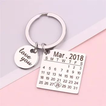 

Personalized Custom Photo Keychain Stainless Steel Engrave Photo Name Calendar Anniversary with Heart Keyring For Women Men Gift