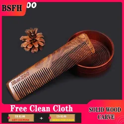 Black Gold Sandalwood Comb, Thick and Fine Tooth Long Comb, Portable Tidy Beard and Hair with Natural Sandalwood