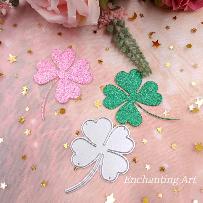Plantillas de corte de Metal para decoración de trébol de cuatro hojas, para álbum de recortes, álbum de fotos decorativo en relieve, tarjetas de papel DIY