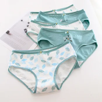 

LERFEY Women Cotton Panties Print Cute Underwear Girl Cartoon Lingerie Breathable Seamless Mid Waist Briefs Underpants