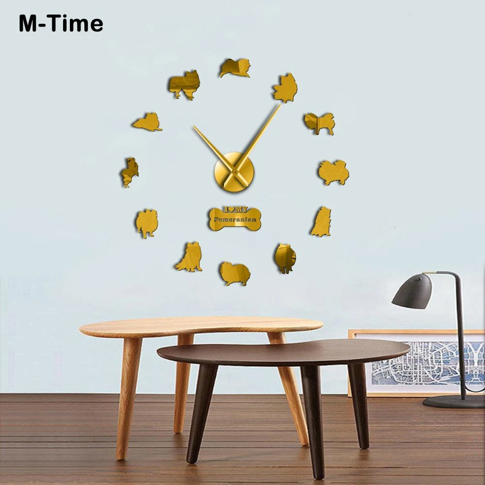 Acrylic Mirror Wall Clock 3d Diy Pet Dog Wall Sticker Clock Home Wall Decoration Wall Sticker Mute Clocks For The Best Gift Wall Clocks Aliexpress
