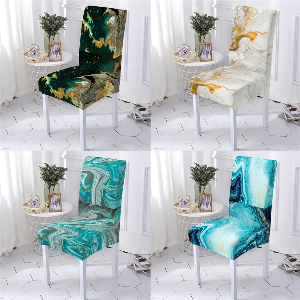 

Marble Style Dining Room Chair Cover Kitchen Chair Covers For Kitchen Chairs Marbling Pattern Stretch Chairs Covers Stuhlbezug