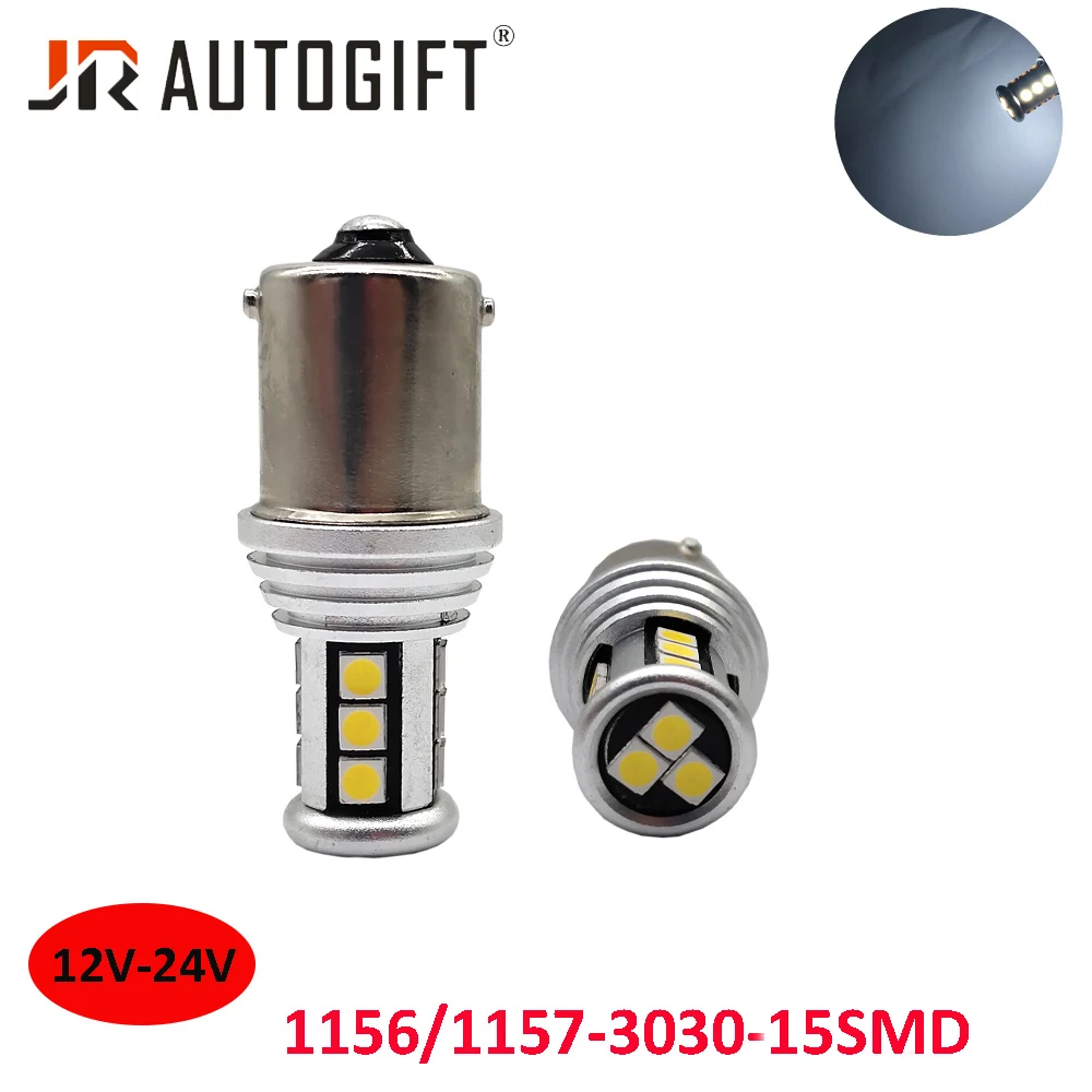 

20PCS Super Bright 1156 BA15S P21W White Red BAY15D LED Bulb 1157 P21/5W 7440 W21W 3030 15SMD Auto Lamp Reverse Light 12V-24V