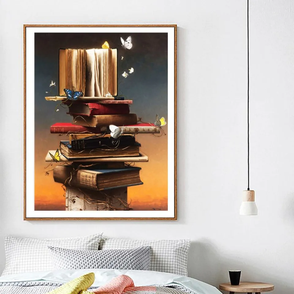 Diamond Painting Books Still Life Square Round Decoration Customizable Wall Art Frameless Style | Дом и сад