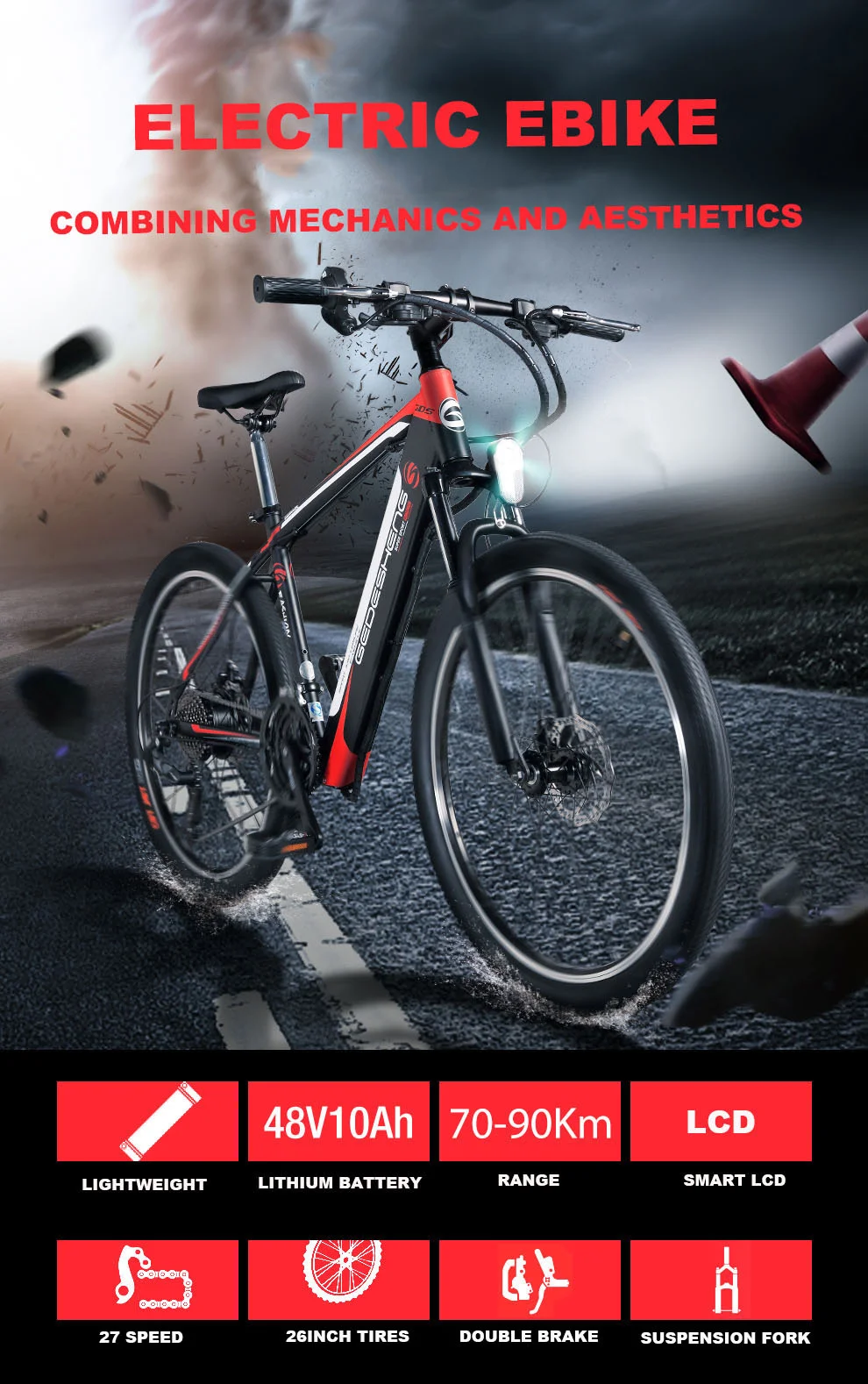 Lightweight Electric Bike 26 Inch Two Wheel Electric Bicycle With Hidden Battery 25KMH Electric Mountain Bike Bicycle (16)