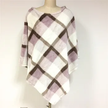 

Women Plaid Faux Fur Scarf Ivory Cape in Checks Ladies Girls Wide Poncho Female Soft Pashmina Shawl Stole Warm Winter Scarves