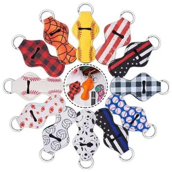 

10 pcsMini Chapstick Holder Keychain Lip Balm Holders Elastic Waterproof Neoprene Lipstick Keychains Filler