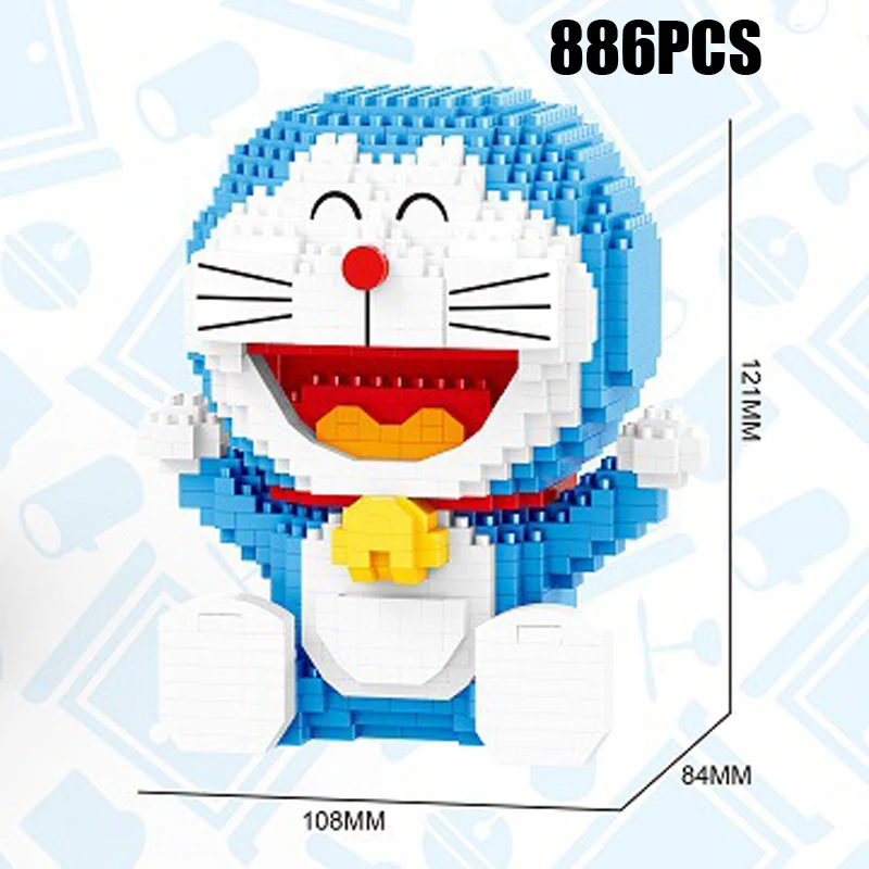 2100Pcs ,A Clásico Japón Robot Cat Dibujos Animados Figuras Edificio Ladrillos Doraemon Micro Diamond Block Nanobricks Toy 