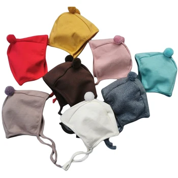 

Baby Cap, Girl Protective Hat, No-Brim Plush Ball Relaxed Lace-up Breathable Round Cap