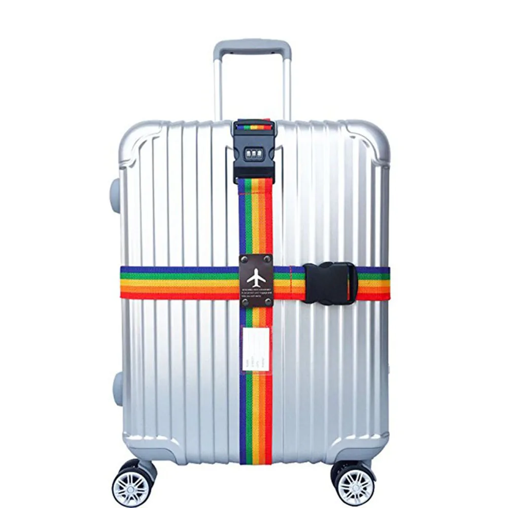 Rainbow Color Съемный крест путешествия багажный ремень упаковка ремни чемодан сумка ремни безопасности с замком MDJ998 - Цвет: Rainbow Color
