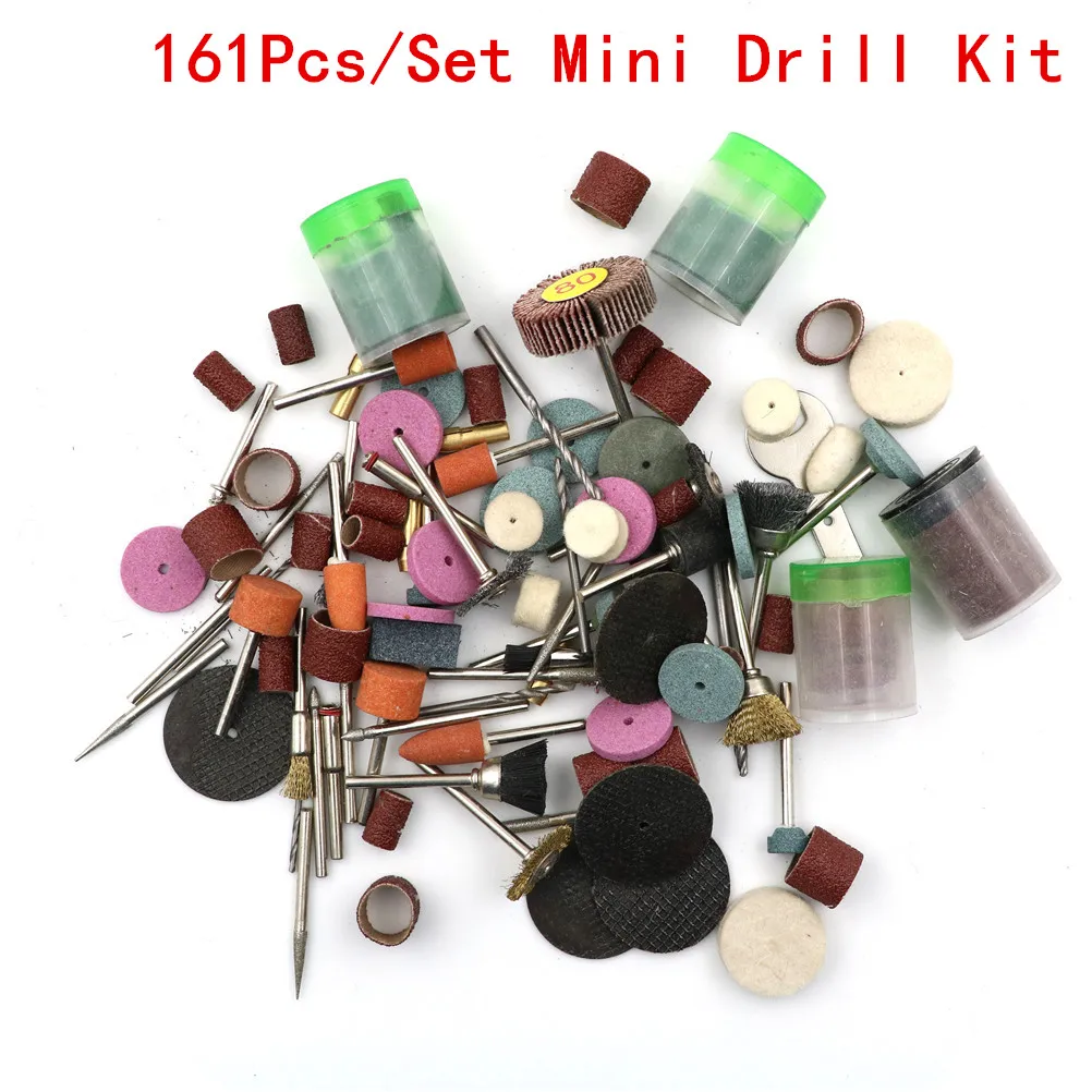 161Pcs/Set Mini Drill Kit Abrasive Tool Rotary Power Tool Set For Sanding Polish Cutting Accessory Bit Set For Cutting, Carving