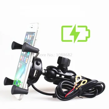 

Jadkinsta Video Camera Bracket Motorcycle Handlebar Mobile Phone Holder USB Charger for 3.5-6 inch Phone Vehicles for Gopro
