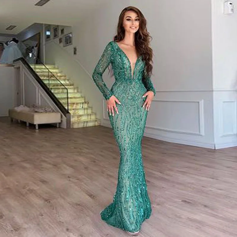 

New Mermaid Dresses Deep V neck Maxi Red long Dress 2020 Bodycon Sequin Dress Women Party Sexy Dresses Vestido de fiesta