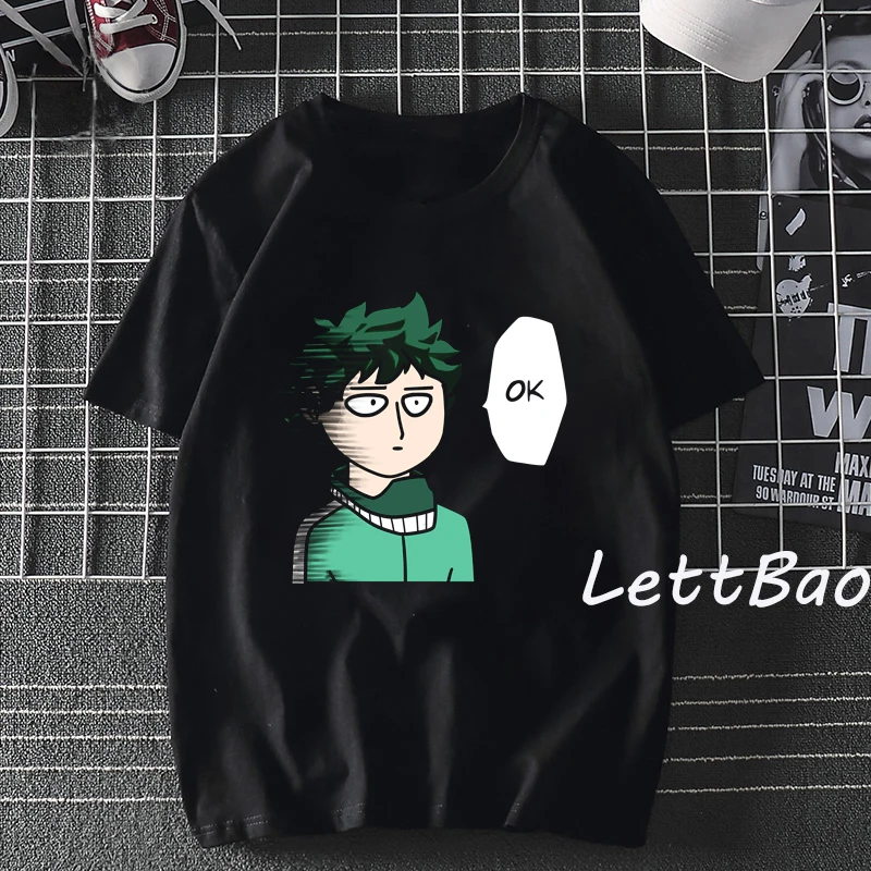 Ok Deku мой герой футболка классная kawaii графический принт Homme короткая с героями из