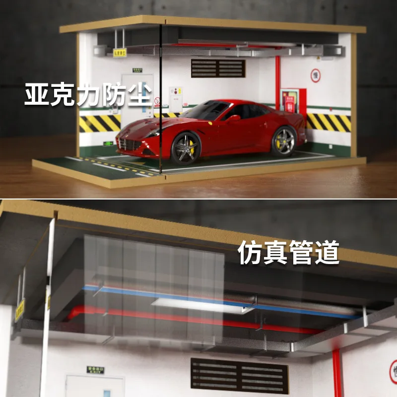 - 118 Parking Lot Model Scene Solid Wood Parking Garage Model Car Model Parking Lot Display Cabinet
