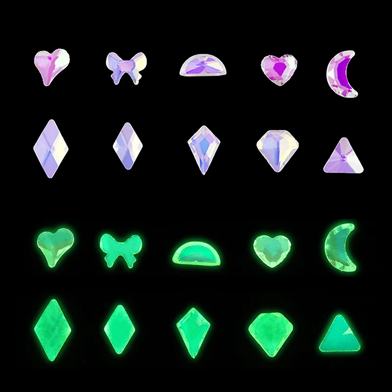 Pattern 9 Светящиеся Стразы для ногтей, Кристальный ноготь маникюрный-разные размеры, художественные стразы, украшения, 3D блеск, блестки, бриллиант, светится в темноте - Цвет: Pattern 9
