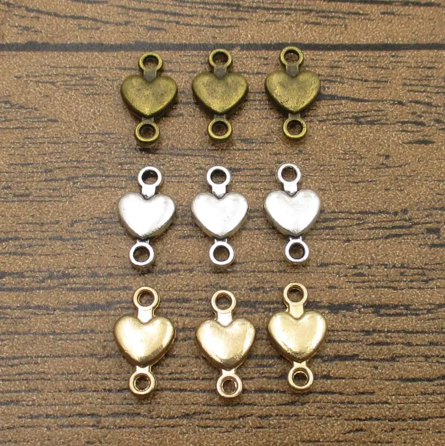Love Heart Connector Charms 50PCS/Lot 14×8mm DIY Jewelry Findings