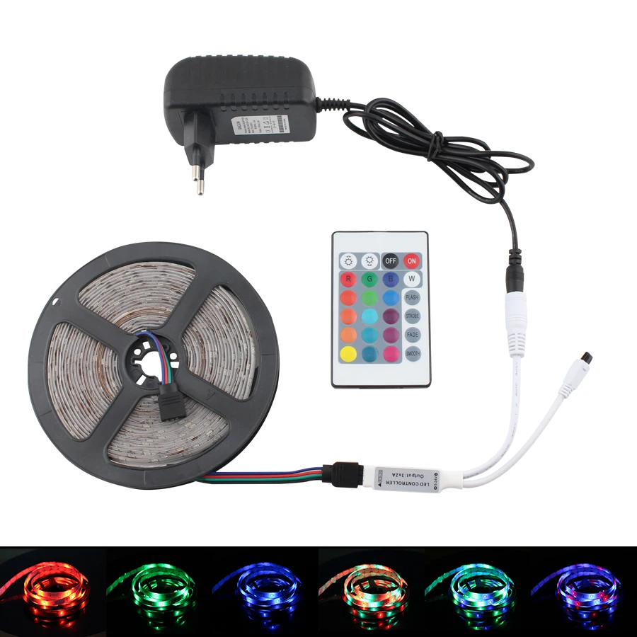 

Dropshipping Link - 5m 2835 RGB LED Strip Not Waterproof + 12V1A Power adapter + 24 key remote controller