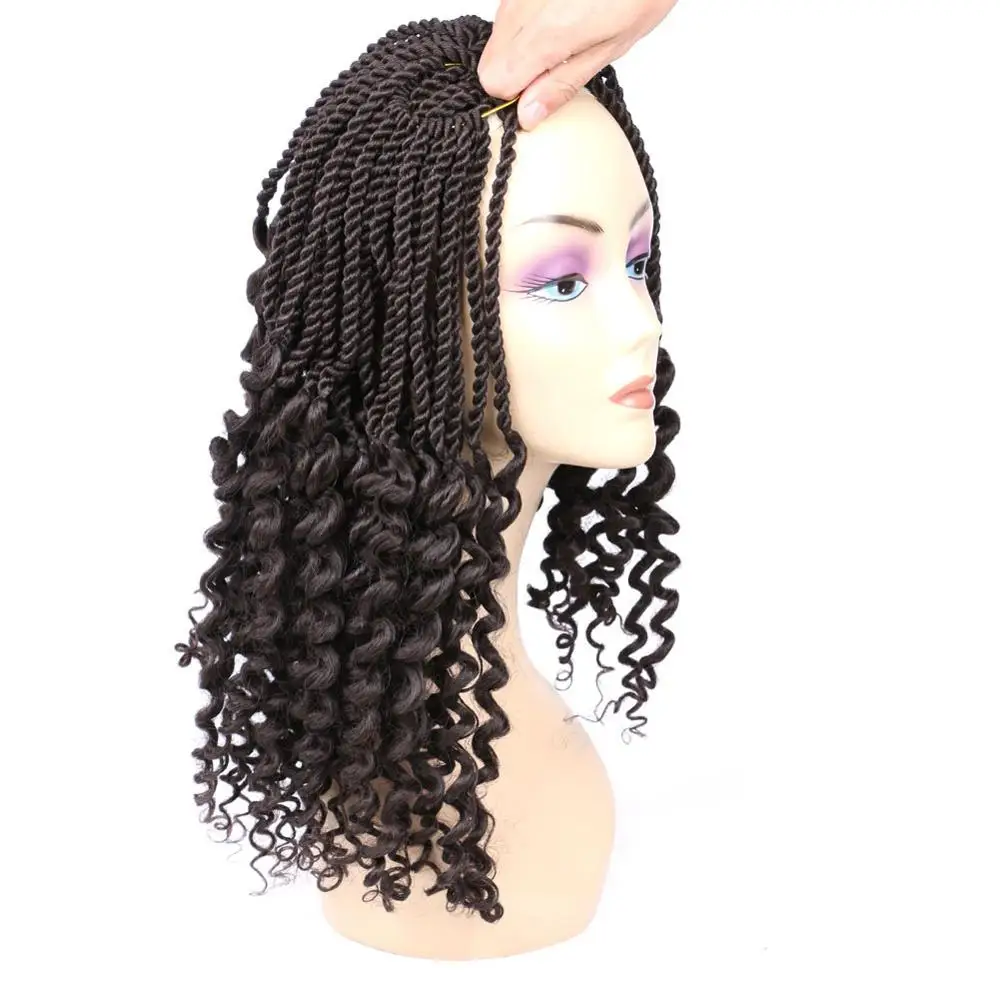 Mtmei волосы 1" Сенегальские крученые волосы с длинными кудрявыми концами богиня плетение Волосы Расширения синтетические крючком Омбре косы волос - Цвет: #2