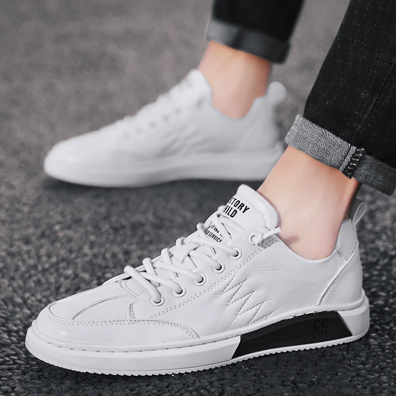 

High quality Fashiongenuine leather men shoes comfortable lace up outdoor men walking flats leisure sneakers shoes men