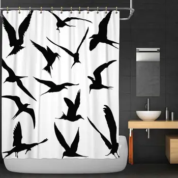 

Sea Birds Shower Curtain,173893 with Hooks,84''W x 72''H
