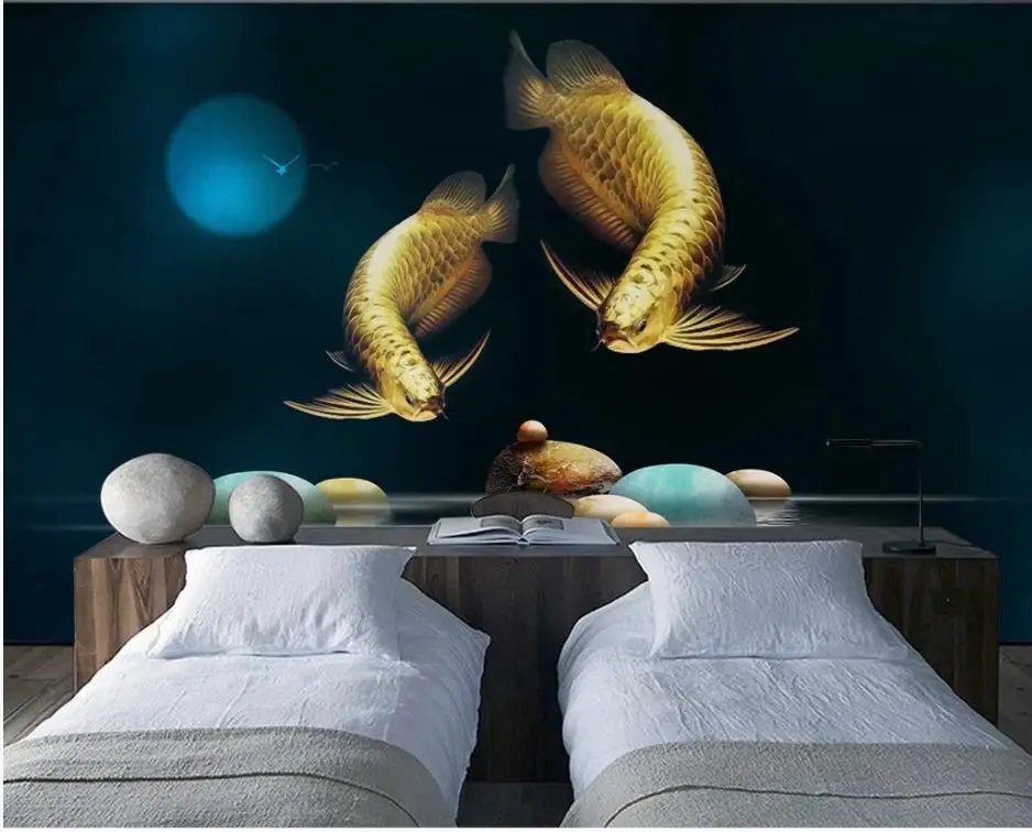 Современная мода ручная роспись 3D стерео рыба фон Настенные обои для стен 3 d для гостиной