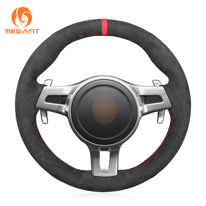 Black Alcantara Car Steering Wheel Cover for Porsche 911 991 Boxster 981 Cayman Cayenne Panamera 2009 2010 2011 2012-2013-2016 |