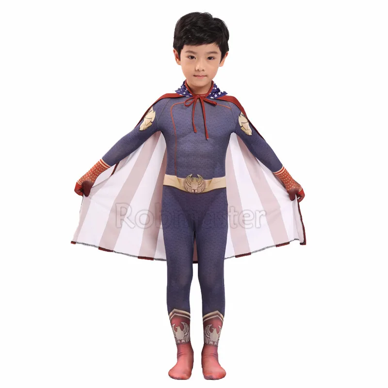 Детский карнавальный костюм для мальчиков Homelander A-Train The Seven Superhero Zentai, комбинезон на Хэллоуин, вечерние костюмы для маленьких мальчиков - Цвет: Homelander
