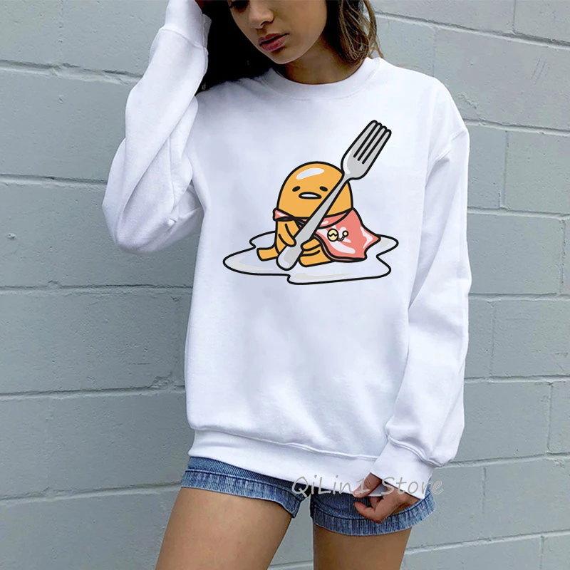 Харадзюку kawaii Gudetama толстовка женская Милая ленивая яичная желтка Толстовка Женская Толстовка забавная графическая tumblr Толстовка Оверсайз - Цвет: 81726 O