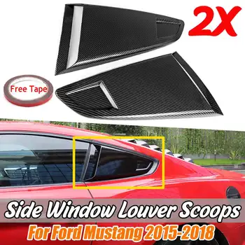 

Carbon Fiber Look A Pair Car Rear Side Window 1/4 Quarter Louver Cover Vents Trim For Ford For Mustang 2015 2016 2017 2018