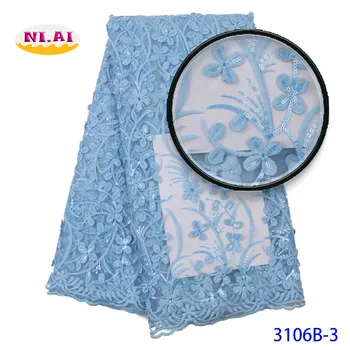 

Italian Lace Fabric Sequence Fabric Sky Blue Lace Fabric Nigerian Lace High Quality Sequin Lace Mr3106b