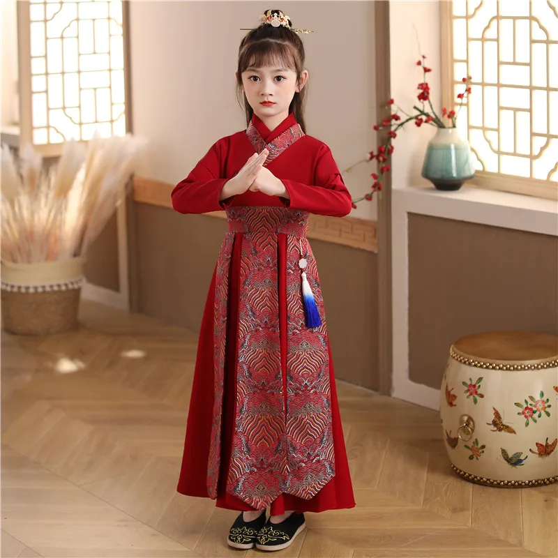 Children's hanfu boys and girls spring and autumn costumes for masters Chinese style Tang suit knight costumes for autumn