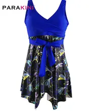 PARAKINI, женский купальник размера плюс, новинка, танкини, цветочный принт, купальник из двух частей, Шорты для купания, асимметричный, крест, купальник