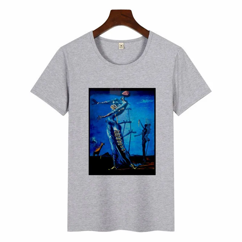 Забавная футболка Salvador Dali Surreal Art эстетические футболки с принтом модная повседневная футболка с круглым вырезом Harajuku топы с короткими рукавами футболка - Цвет: p1475C-grey